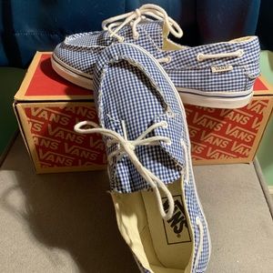 VANS Blue and White Checkered Boat Shoes